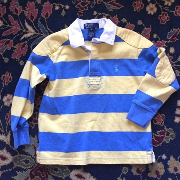 Polo Boys Striped Elbow Patches Rugby Stripe Quilt - Picture 1 of 4
